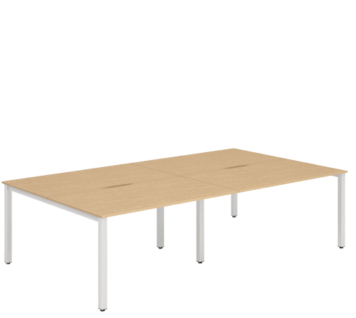 White Leg Bench Desk Beech 4 Pod B4P12BCHW / B4P14BCHW / B4P16BCHW