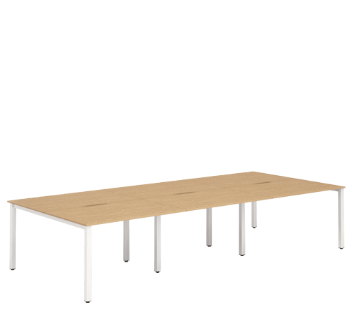 White Leg Bench Desk Beech 6 Pod B6P12BCHW / B6P14BCHW / B6P16BCHW