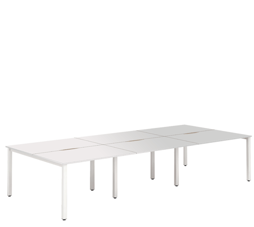 White Leg Bench Desk White 6 Pod B6P12WHTW / B6P14WHTW / B6P16WHTW
