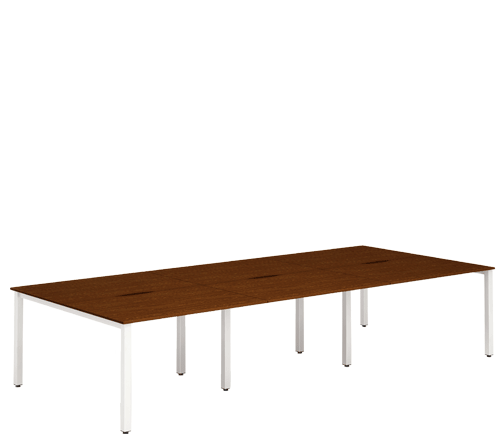 White Leg Bench Desk Walnut 6 Pod B6P12WLTW / B6P14WLTW / B6P16WLTW