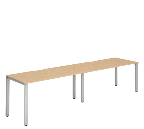 Silver Leg Bench Desk Beech 2 Pod BR212BCHS / BR214BCHS / BR216BCHS
