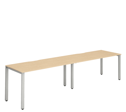 Silver Leg Bench Desk Maple 2 Pod BR212MPES / BR214MPES / BR216MPES