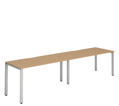 Silver Leg Bench Desk Oak 2 Pod BR212OAKS / BR214OAKS / BR216OAKS