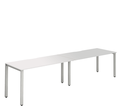 Silver Leg Bench Desk White 2 Pod BR212WHTS / BR214WHTS / BR216WHTS