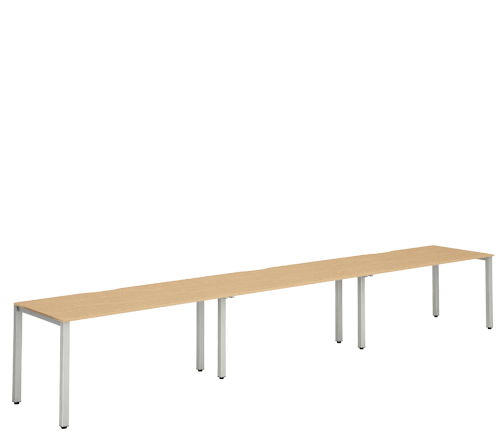 Silver Leg Bench Desk Beech 3 Pod BR312BCHS / BR314BCHS / BR316BCHS