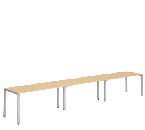Silver Leg Bench Desk Maple 3 Pod BR312MPES / BR314MPES / BR316MPES