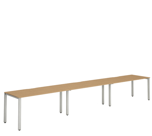 Silver Leg Bench Desk Oak 3 Pod BR312OAKS / BR314OAKS / BR316OAKS