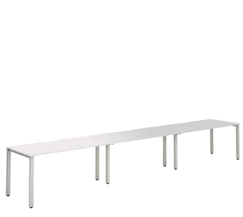 Silver Leg Bench Desk White 3 Pod BR312WHTS / BR314WHTS / BR316WHTS