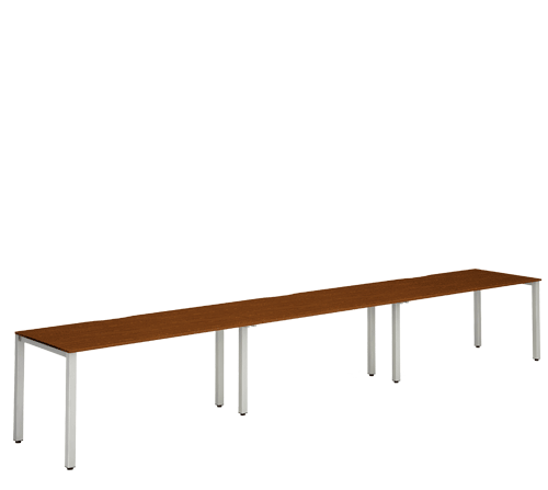 Silver Leg Bench Desk Walnut 3 Pod BR312WLTS / BR314WLTS / BR316WLTS