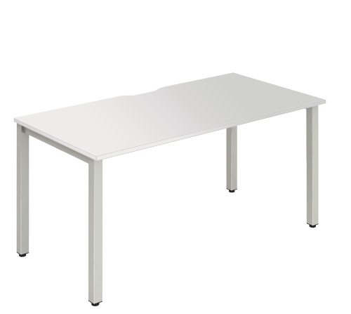 Silver Leg Single Desk White BS12WHTS / BS14WHTS / BS16WHTS