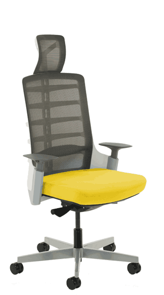 Exo Charcoal Grey Mesh Backrest Bespoke Seat Senna Yellow KCUP1276
