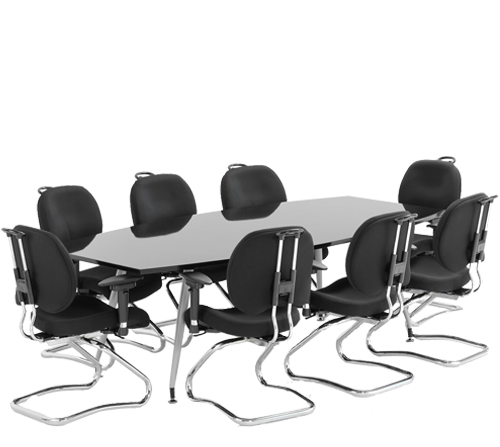 Black table 240cm with Chiro Black Chairs