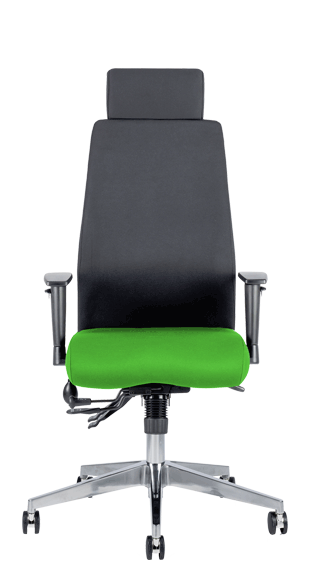 Onyx Ergo Headrest Bespoke Seat Myrrh Green Front KCUP0418