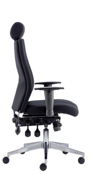 Onyx Ergo Soft Black fabric Side Elevation OP000094