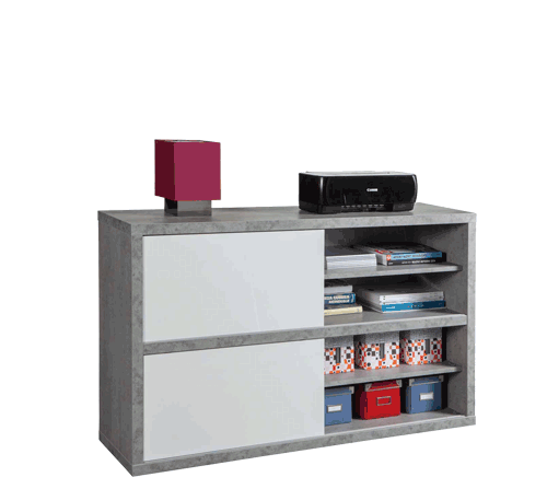 Pastena 90cm Low Bookcase Slate/White Gloss CF000035